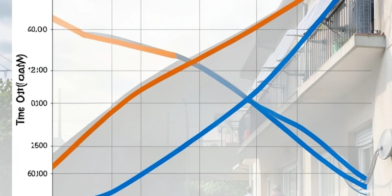 Grafico comparativo di curva di potenza durante una giornata nuvolosa tra modulo PERC e TOPCon dello stesso formato, mostrando differenze nelle ore di bassa irradiazione