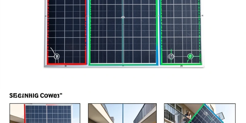 Modulo solare con tre zone di bypass evidenziate, e confronto tra ombra orizzontale su un gruppo, ombra verticale su tutti i gruppi e ombra su un angolo
